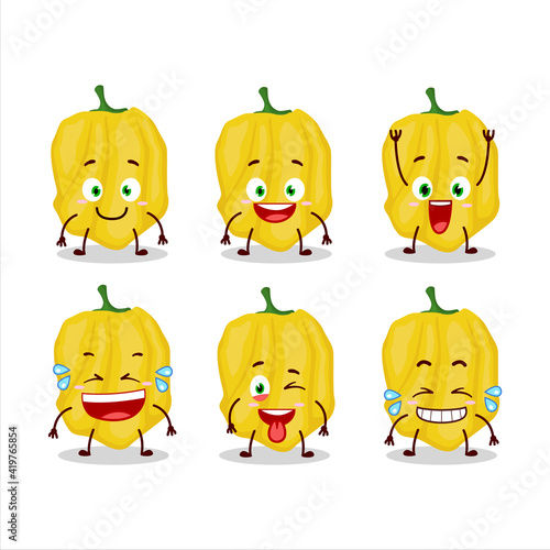Cartoon character of yellow habanero with smile expression