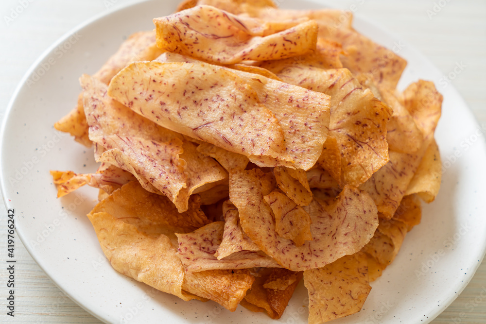 Taro Chips - fried or baked sliced taro