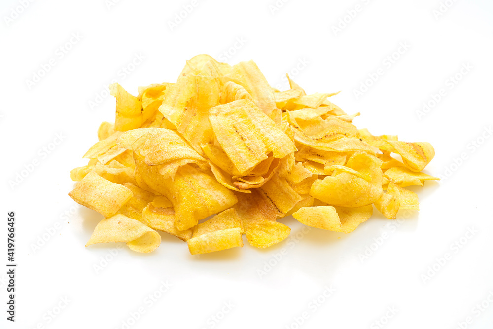 Banana Chips on white background Banana Chips on white background