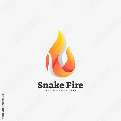 Vector Logo Illustration Snake Fire Gradient Colorful Style.