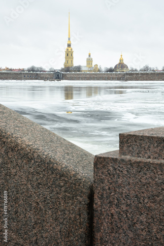 Melting ice on the Neva River.