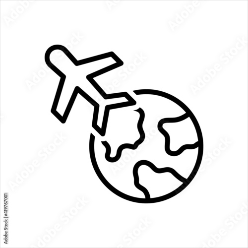 Black line icon for abroad