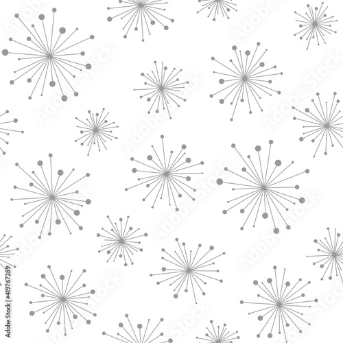 Floral Seamless pattern texture with grey abstract dandelion flowers.