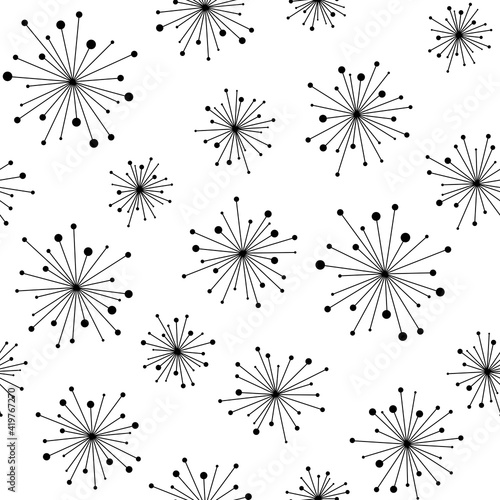 Floral Seamless pattern texture with grey abstract dandelion flowers.