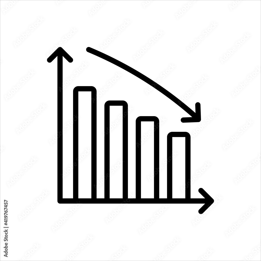 Black line icon for descending