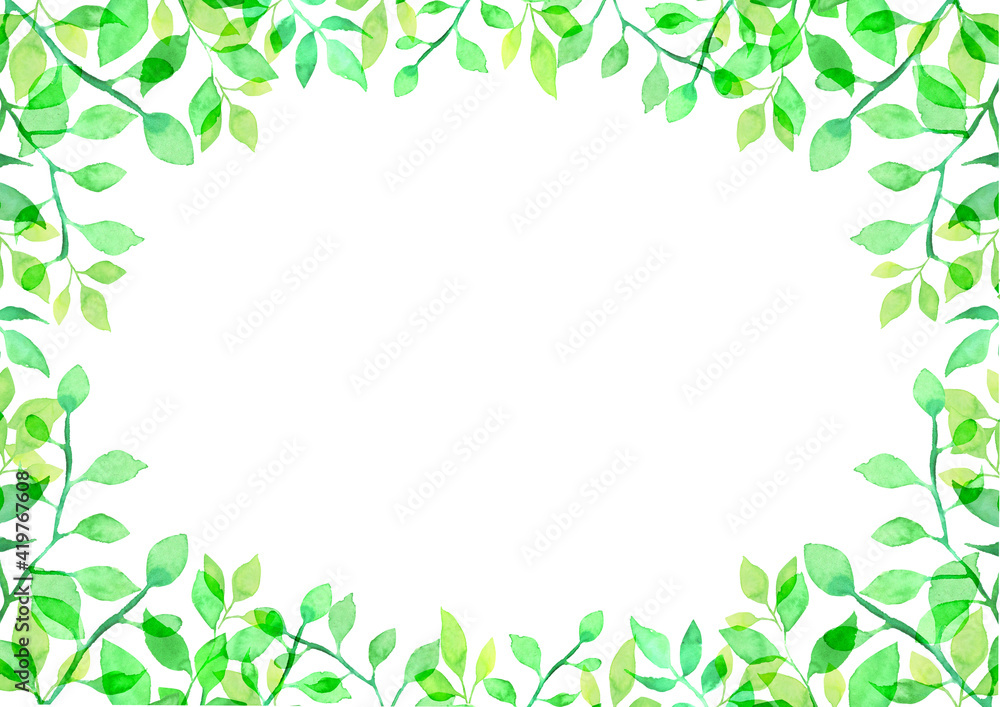 水彩で描いた新緑の背景イラスト 水彩で描いた新緑の背景イラスト