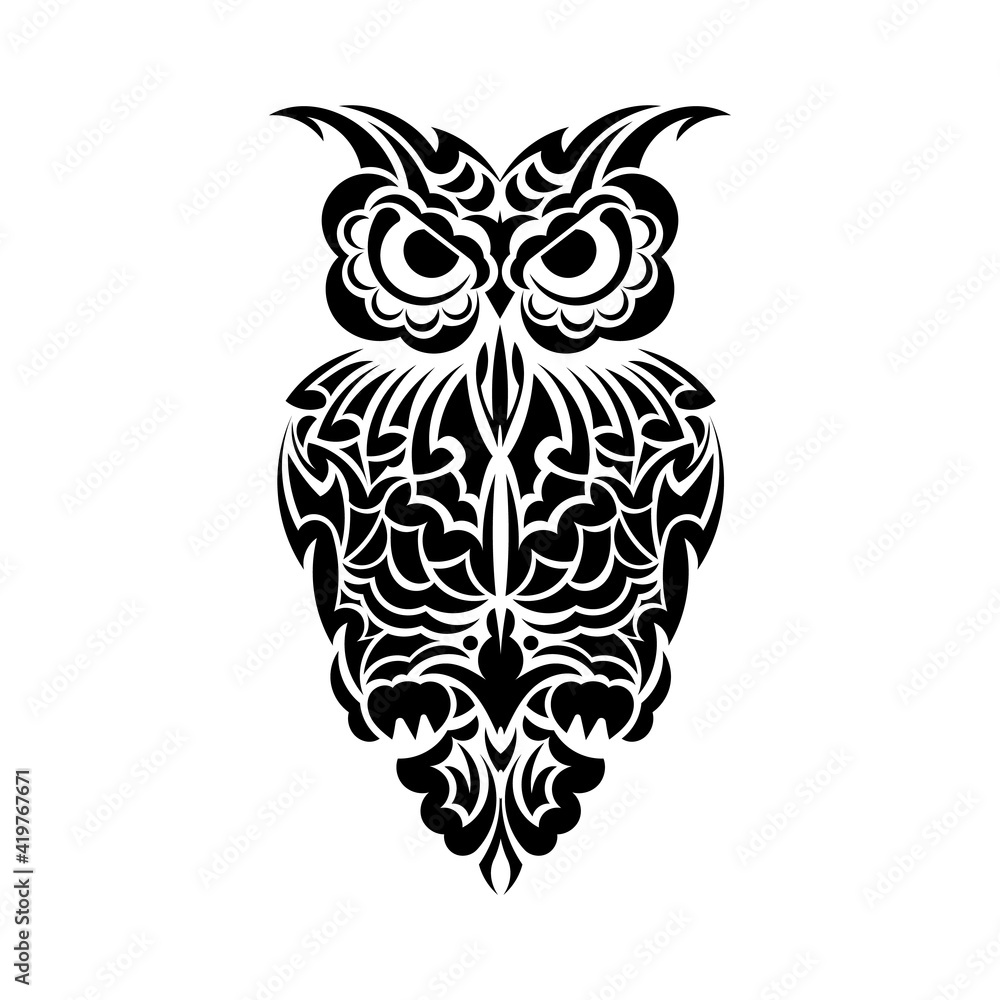 Owl tattoo isolated on white background. Vector Owl tattoo isolated on white background. Vector