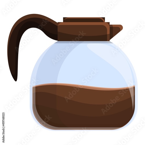 Coffee glass pot icon. Cartoon of coffee glass pot vector icon for web design isolated on white background