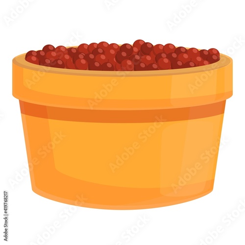 Coffee beans basket icon. Cartoon of coffee beans basket vector icon for web design isolated on white background