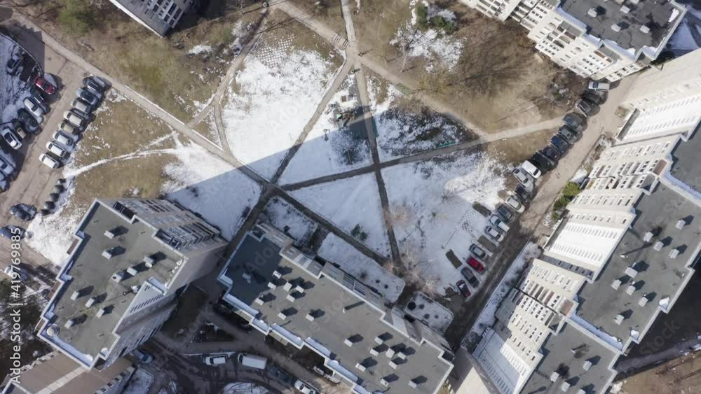 Top Drone View of Residential Apartment Buildings of Soviet Period in Vilnius Top Drone View of Residential Apartment Buildings of Soviet Period in Vilnius