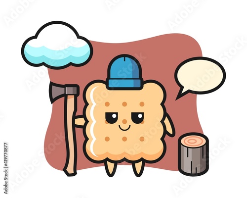 Character cartoon of cracker as a woodcutter