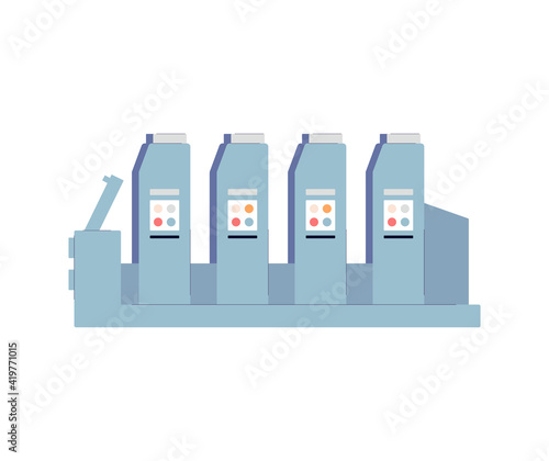Printing press for printhouse or polygraphy flat vector illustration isolated.