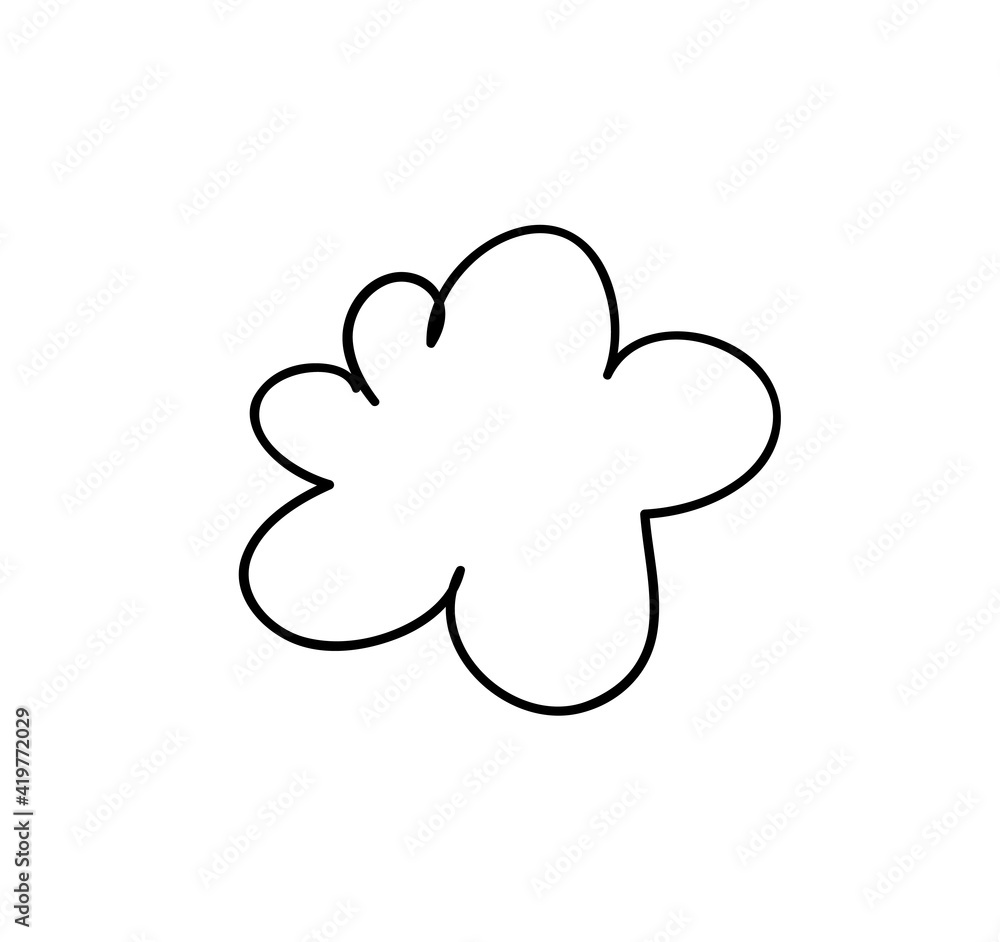 Set of funny clouds in line art style on white background. Hand drawn illustration cartoon sky. Creative work. Actual vector weather drawing Set of funny clouds in line art style on white background. Hand drawn illustration cartoon sky. Creative work. Actual vector weather drawing