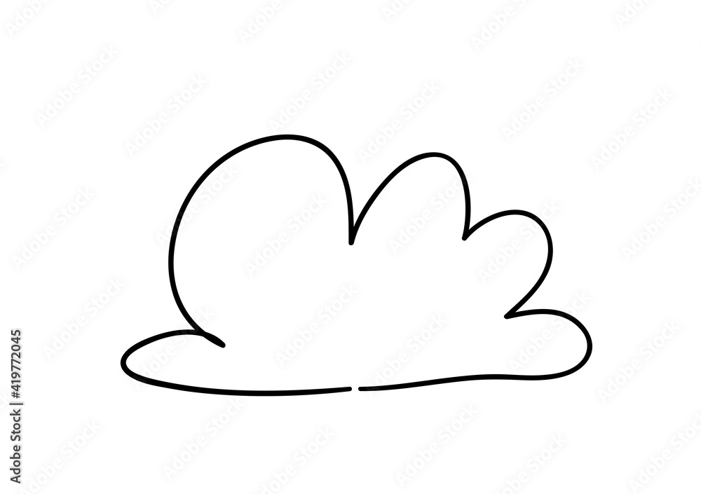 Set of funny clouds in line art style on white background. Hand drawn illustration cartoon sky. Creative work. Actual vector drawing Set of funny clouds in line art style on white background. Hand drawn illustration cartoon sky. Creative work. Actual vector drawing