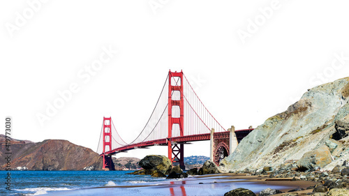фотография Golden Gate Bridge (San Francisco, California, USA) isolated on white background