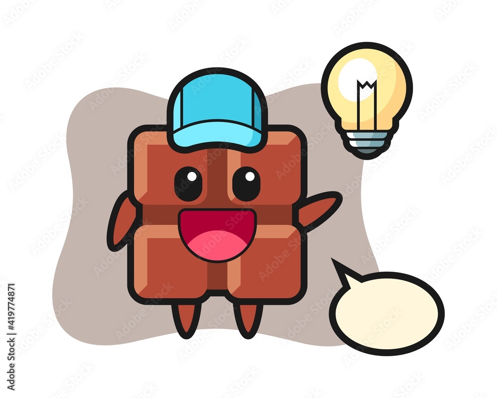 Chocolate bar character cartoon getting the idea Chocolate bar character cartoon getting the idea
