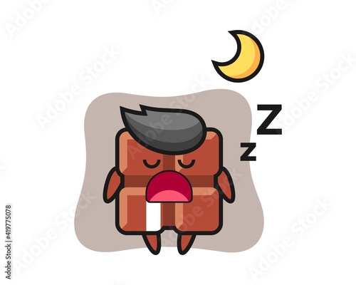 Chocolate bar character illustration sleeping at night