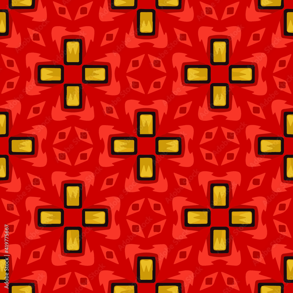 Obraz premium Geometric vector pattern with triangular elements. Seamless abstract ornament for wallpapers and backgrounds. 