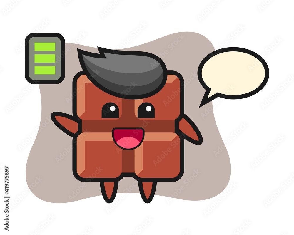 Fototapeta premium Chocolate bar mascot character with energetic gesture