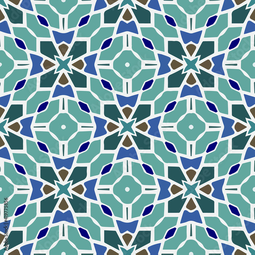Geometric vector pattern with triangular elements. Seamless abstract ornament for wallpapers and backgrounds. 