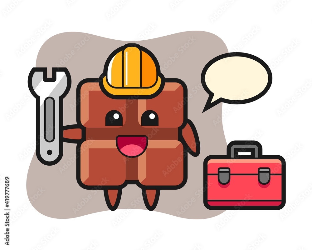 Mascot cartoon of chocolate bar as a mechanic Mascot cartoon of chocolate bar as a mechanic