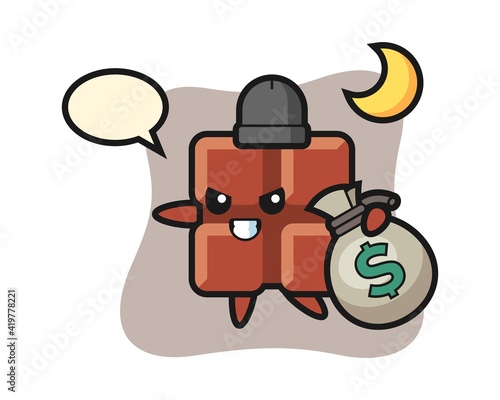 Illustration of chocolate bar cartoon is stolen the money
