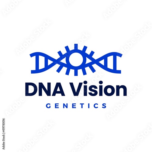 DNA eye vision helix genetic logo vector icon illustration