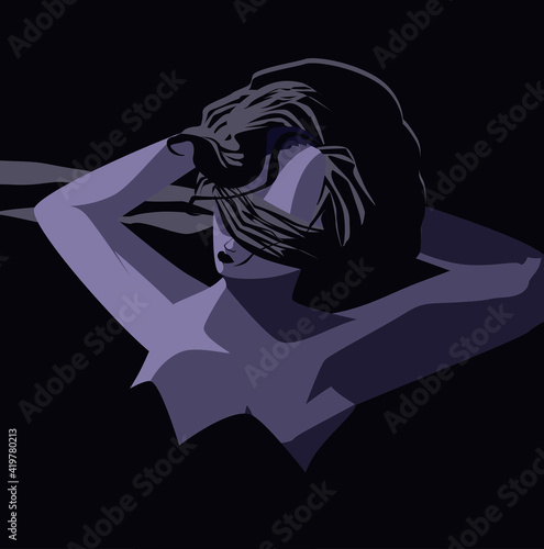beautiful sensual woman in the dark
