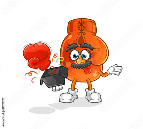 boxing glove prank glove in the box. cartoon mascot