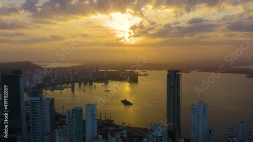 Amazing Sunrise in Modern Cartagena, Colombia photo