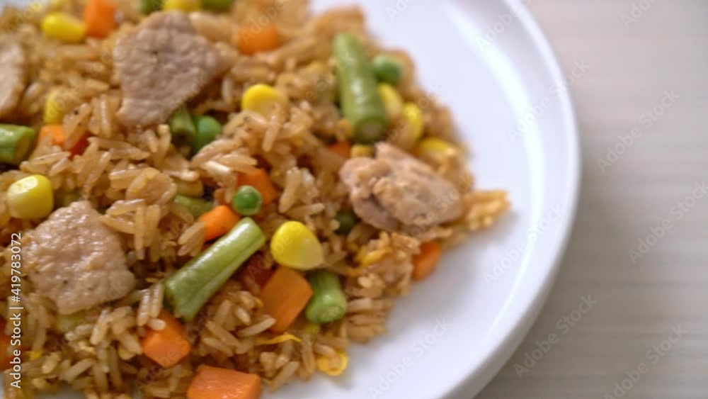 fried rice with pork and vegetable fried rice with pork and vegetable