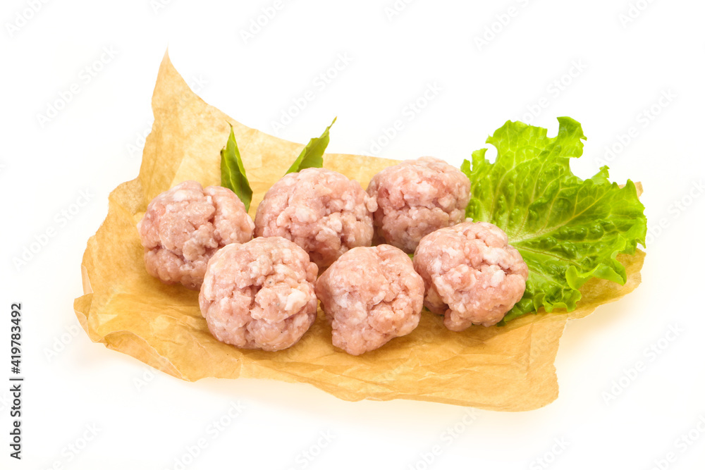 Homemade raw pork minced meatball for cooking Homemade raw pork minced meatball for cooking