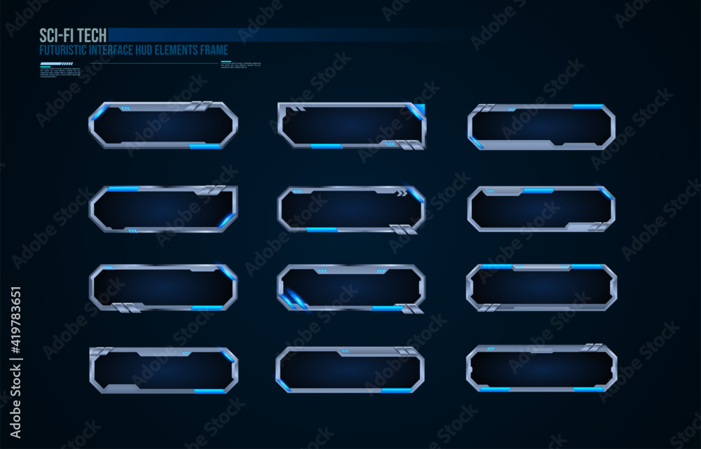 futuristic technology frames interface hud element design for ui games ...