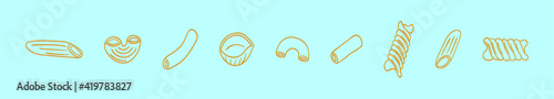 set of macaroni cartoon icon design template with various models. vector illustration isolated on blue background