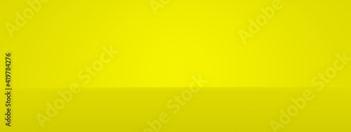 Slika na platnu Yellow abstract wide background and vivid light backdrop room with empty blank gradient wallpaper blur design