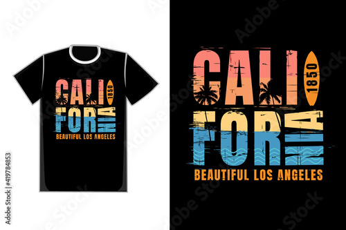 T-shirt typography california beautiful beach retro style