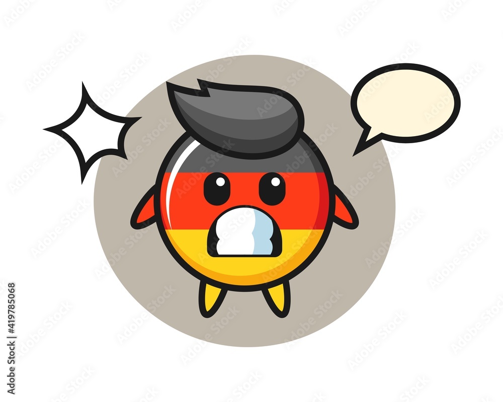 Germany flag badge character cartoon with shocked gesture