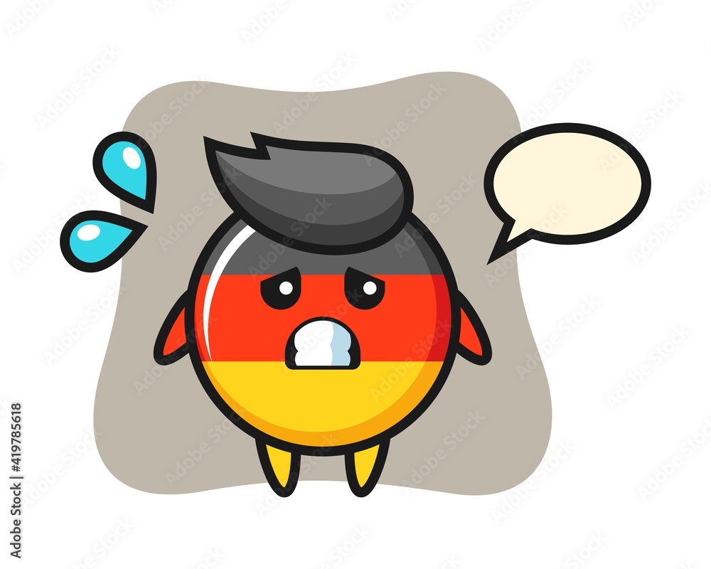 Germany flag badge mascot character with afraid gesture Germany flag badge mascot character with afraid gesture