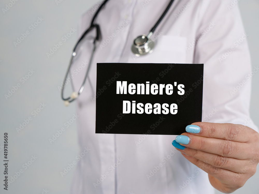 Healthcare concept meaning Meniere's Disease with sign on the piece of paper. Healthcare concept meaning Meniere's Disease with sign on the piece of paper.