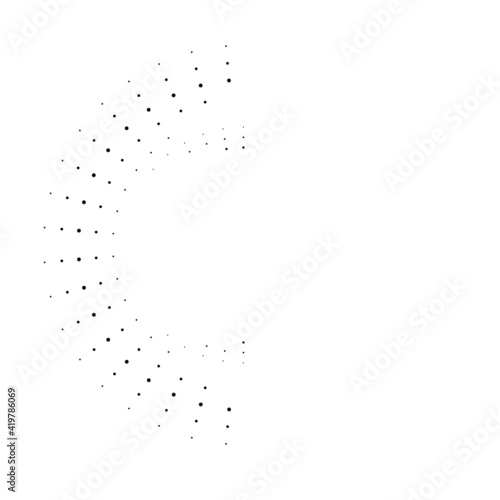 Halftone dots in half circle form. round logo . vector dotted frame . design element