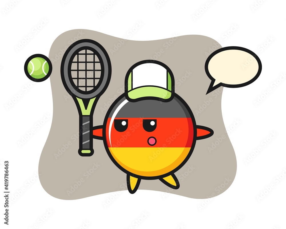 Cartoon character of germany flag badge as a tennis player Cartoon character of germany flag badge as a tennis player