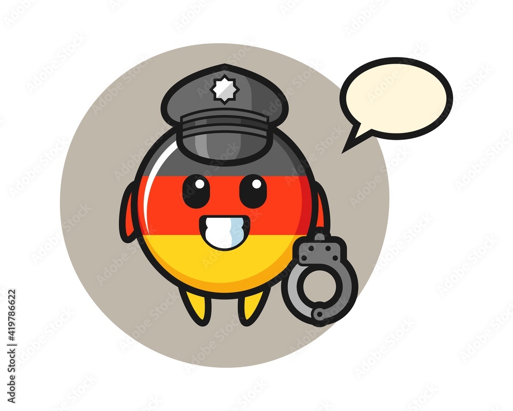 Cartoon mascot of germany flag badge as a police