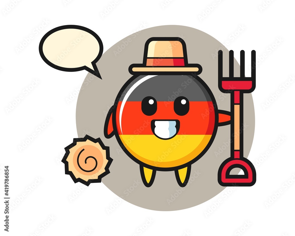 Mascot character of germany flag badge as a farmer Mascot character of germany flag badge as a farmer