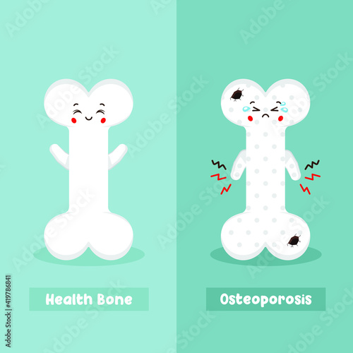 Cute Healthy Bone and Osteoporosis Bone