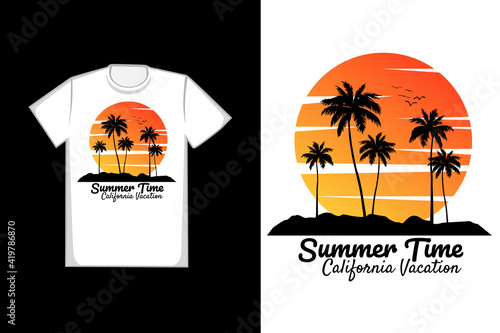 T-shirt summer time beach vacation california beautiful sunset vintage