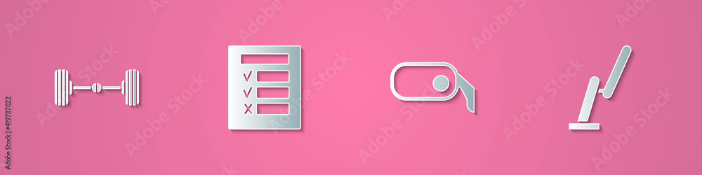 Set paper cut Chassis car, Car inspection, rearview mirror and Windscreen wiper icon. Paper art style. Vector. Set paper cut Chassis car, Car inspection, rearview mirror and Windscreen wiper icon. Paper art style. Vector.