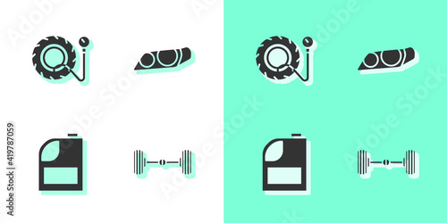 Set Chassis car, Tire pressure gauge, Canister for motor machine oil and Car headlight icon. Vector.