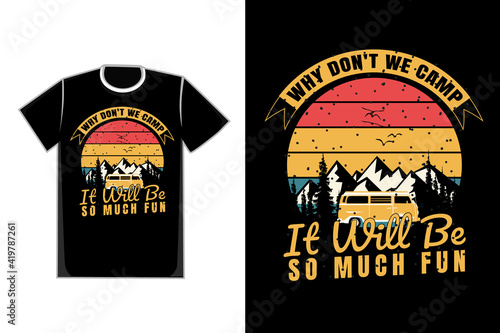 T-shirt silhouette mountain car camp retro style vintage