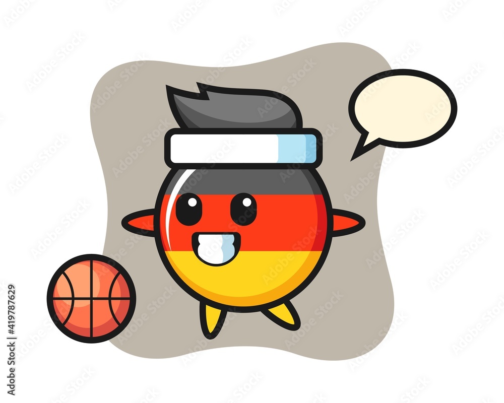 Illustration of germany flag badge cartoon is playing basketball