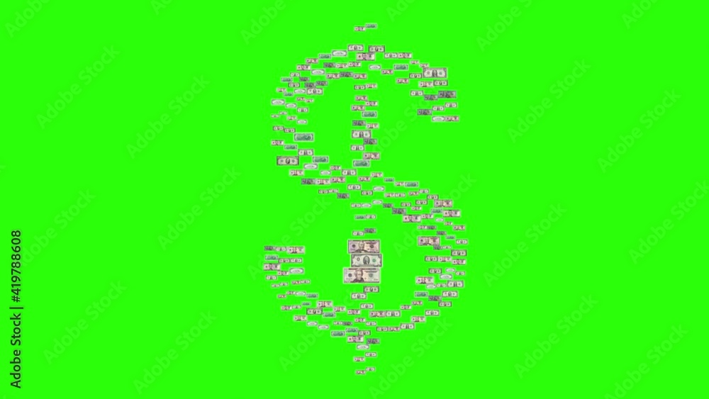animation of dollar bills turning into a dollar sign on a green colored key. Design, cut-off, form, splash screen. The concept of bank, livelihood, loan, winnings, business animation of dollar bills turning into a dollar sign on a green colored key. Design, cut-off, form, splash screen. The concept of bank, livelihood, loan, winnings, business